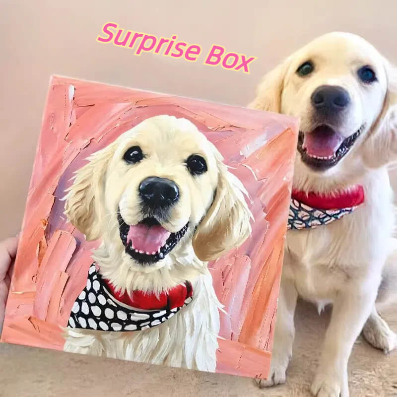 Pet custom portrait surprise box cat dog hamster rabbit totoro parrot portrait oil painting gift