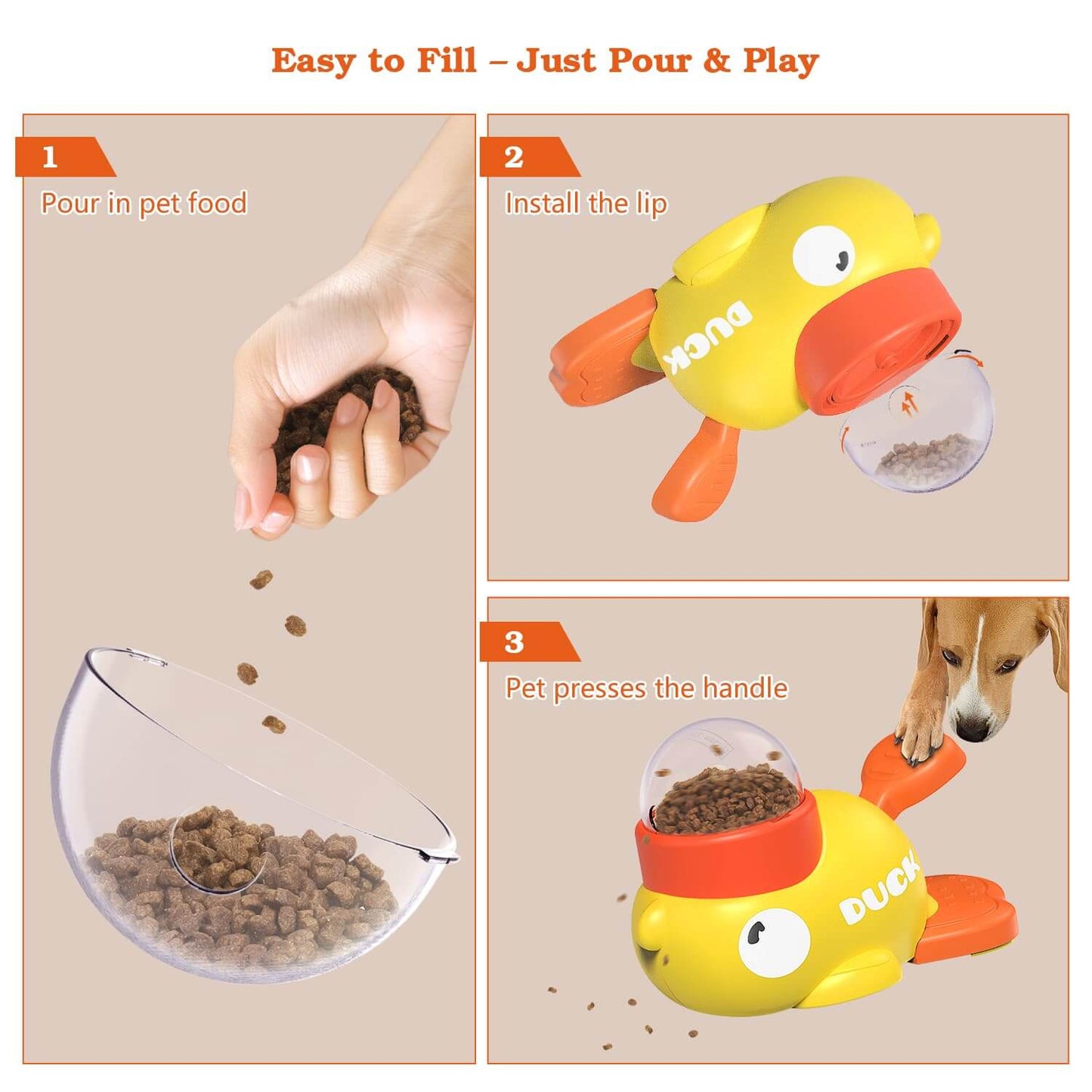 Dog Puzzle Toy, Interactive Slow Feeder, Food Treat Dispenser Duck Cat Slow Feeder | Dog Interactive Slow Feeder & Puzzle Toy- Duck Treat Dispenser, Yellow Duck Puppy Enrichment Pet Supplies, Interactive Toys for All Breeds