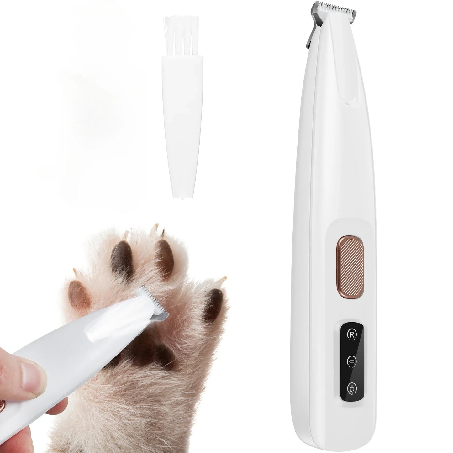 New Pet Paw Trimmer with LED Light Fully Waterproof Pet Hair Trimmer with LED Display Dog Clippers for Grooming